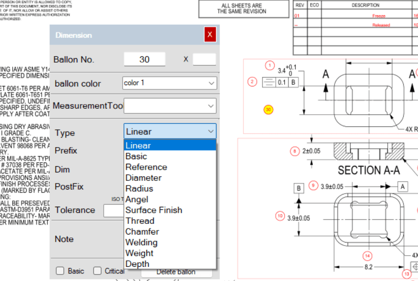 PAS dimension editor